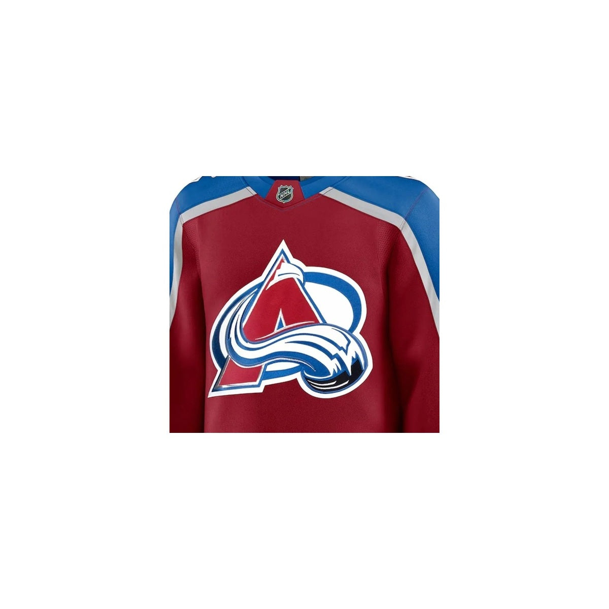 Colorado Avalanche NHL Jersey – Home & Away detalhe escudo real web fundo branco