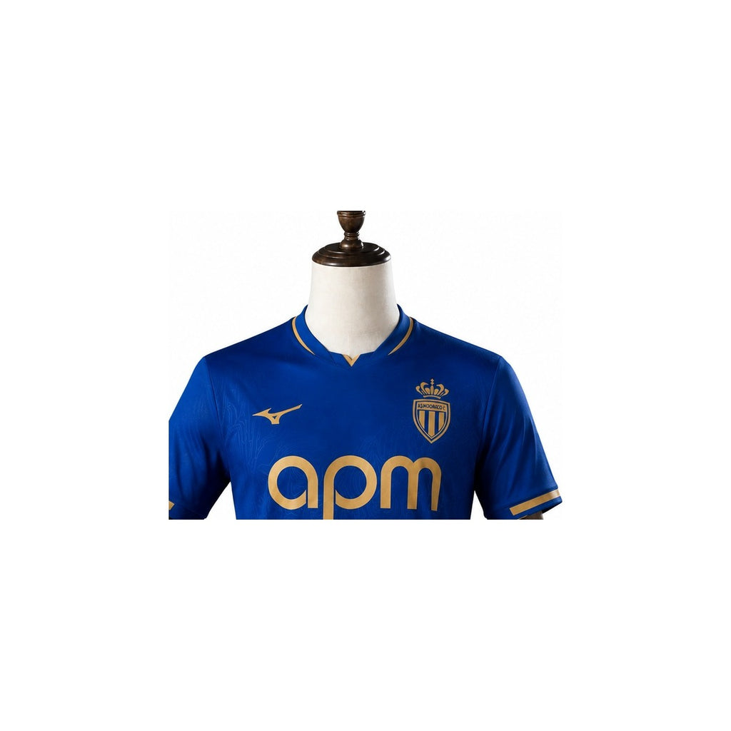 Monaco Jersey - Away Kit 2026 detalhe escudo manequim fundo branco