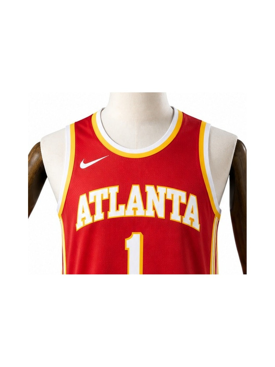 Camiseta NBA Atlanta Hawks - 1ª Camisa (Home) detalhe escudo fundo branco padronizado
