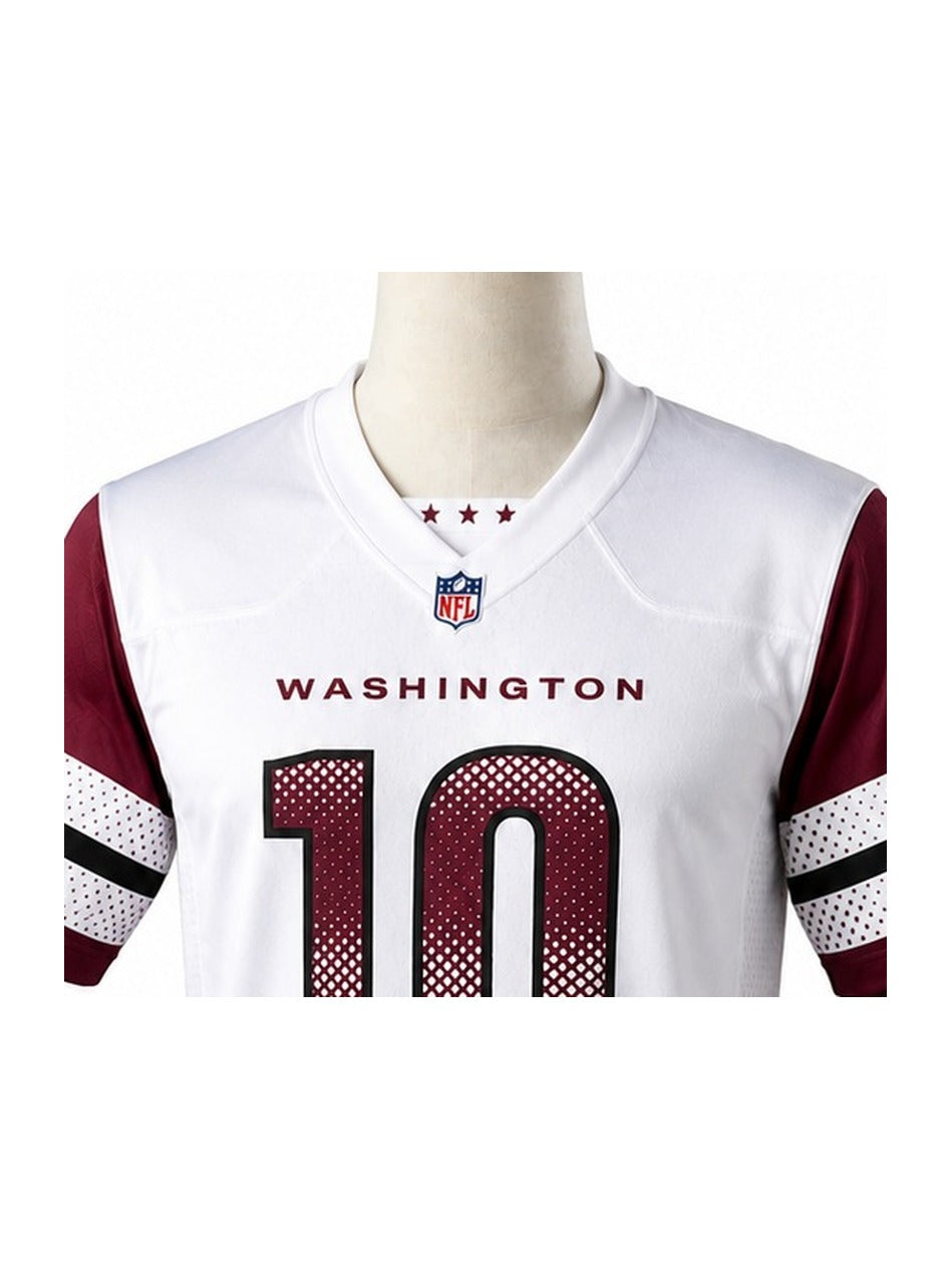 Camisa Washington Commanders Away (Visitante) NFL detalhe escudo manequim fundo branco
