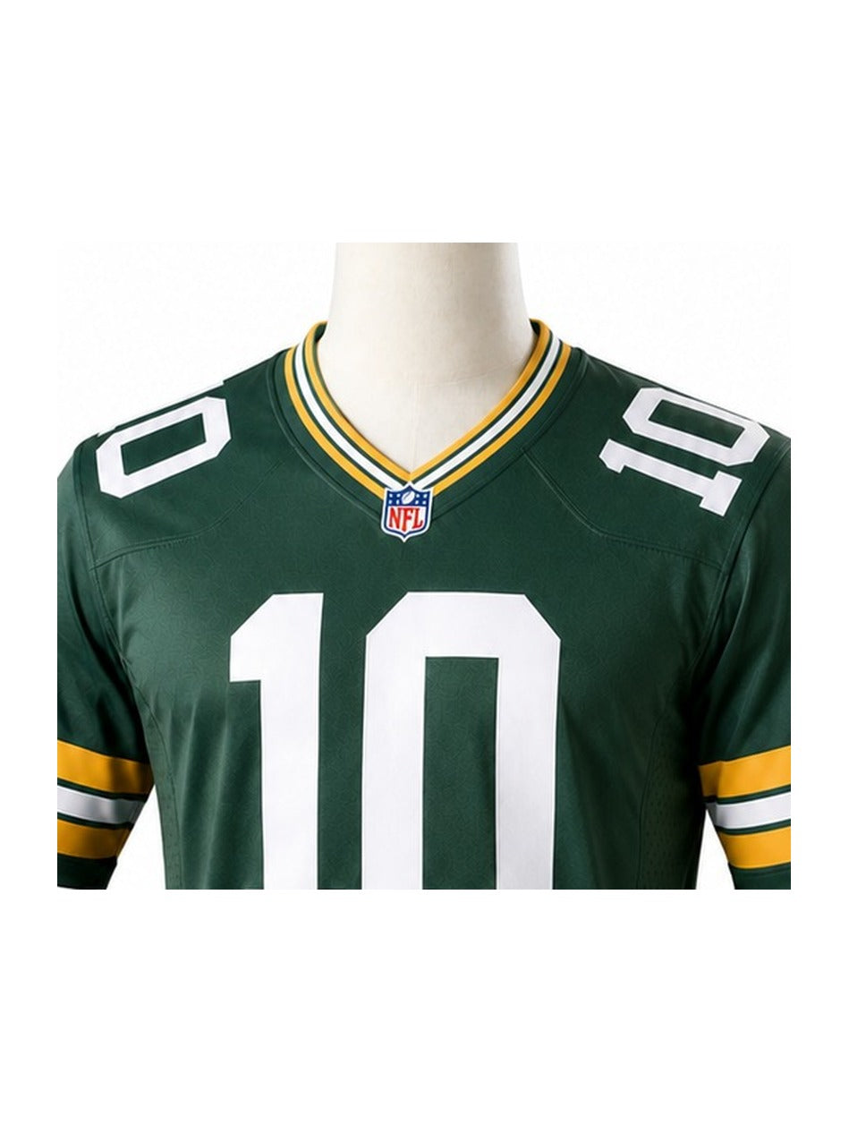 Camisa Green Bay Packers Home (Titular) NFL detalhe escudo manequim fundo branco