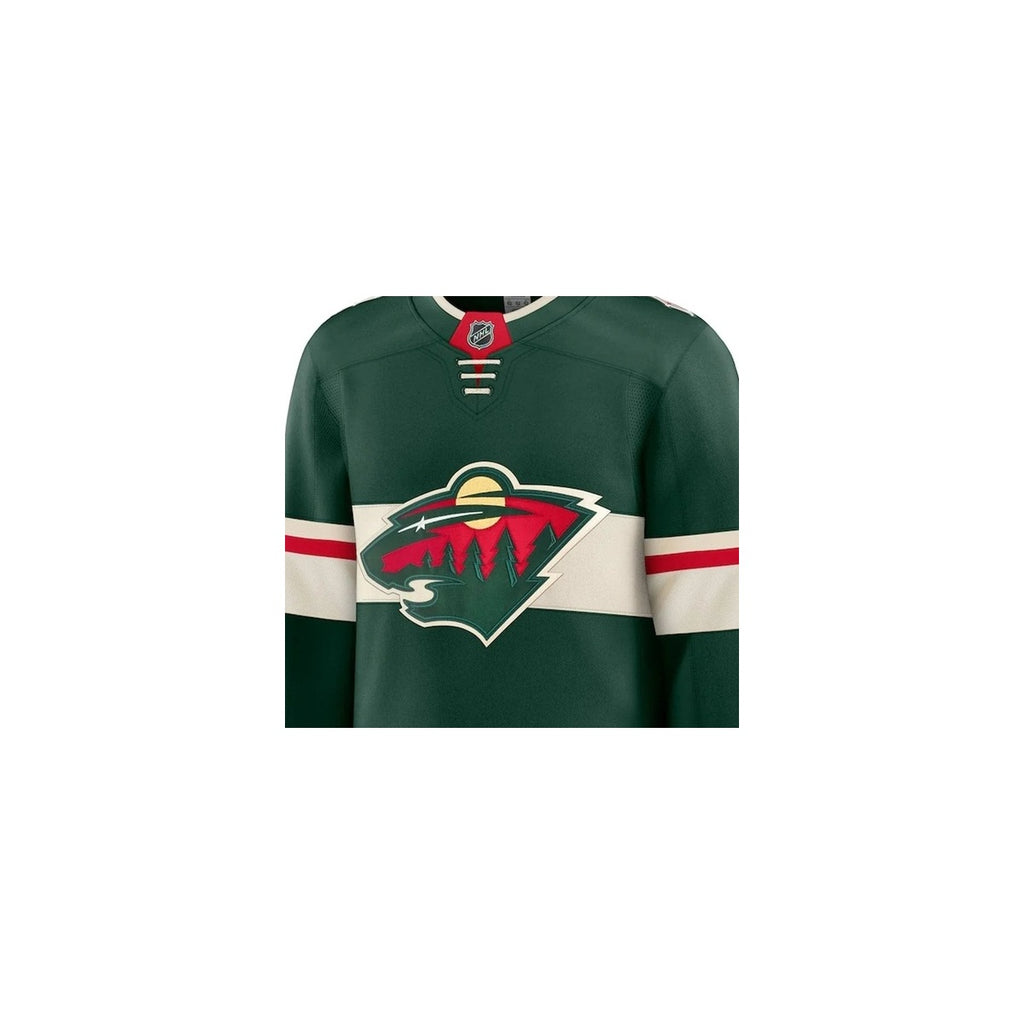 Minnesota Wild NHL Jersey – Home & Away detalhe escudo real web fundo branco