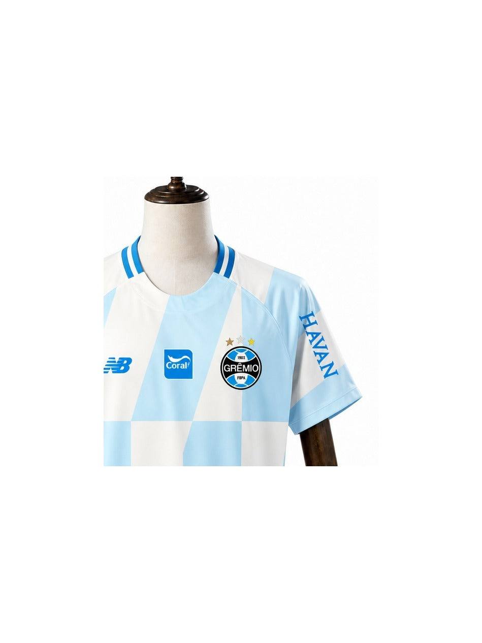 Camisa Grêmio – 2º Uniforme Jogador 2026 detalhe escudo fundo branco padronizado