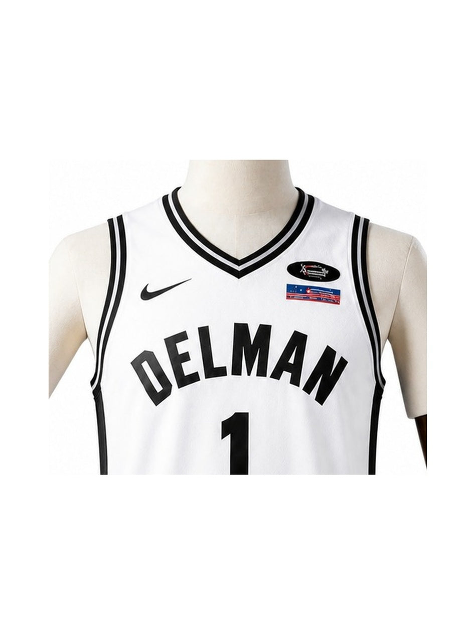 Camiseta NBA San Antonio Spurs - 2ª Camisa (Away) detalhe escudo fundo branco padronizado