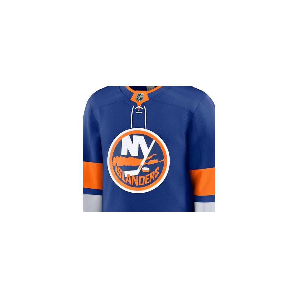 New York Islanders NHL Jersey – Home & Away detalhe escudo real web fundo branco