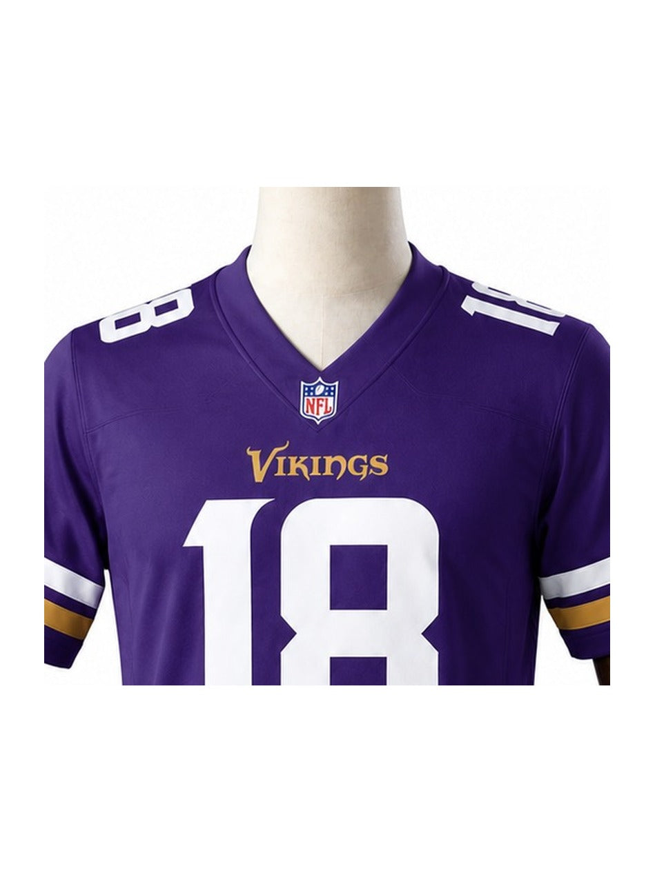 Camisa Minnesota Vikings Home (Titular) NFL detalhe escudo manequim fundo branco