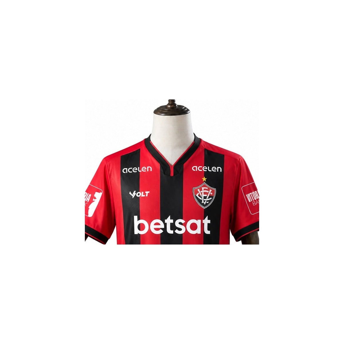 Camisa Vitória - 1º Uniforme Jogador Com Patch 2024/2025 detalhe escudo fundo branco
