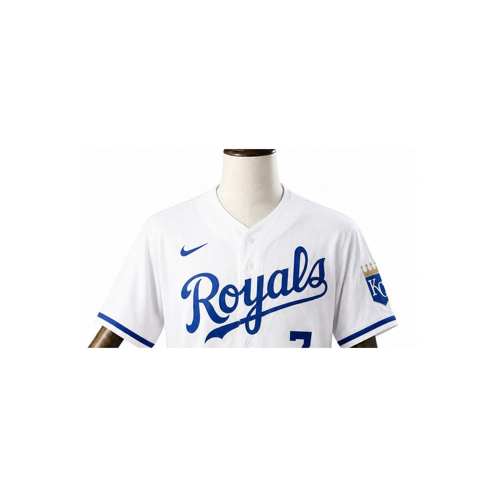 Kansas City Royals MLB – Camisa Oficial Primeira (Home) detalhe escudo manequim fundo branco