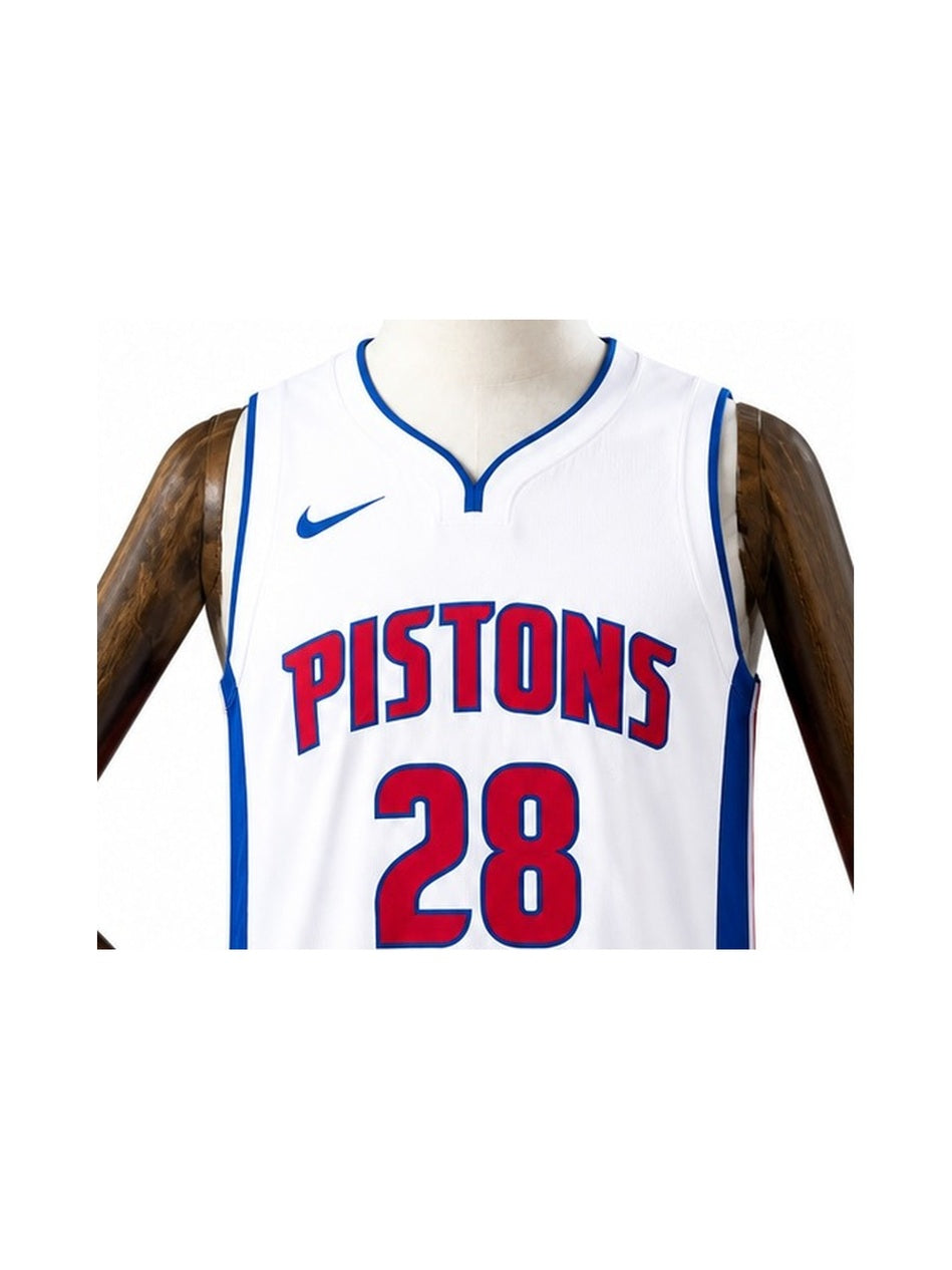 Camiseta NBA Detroit Pistons - 1ª Camisa (Home) detalhe escudo fundo branco padronizado