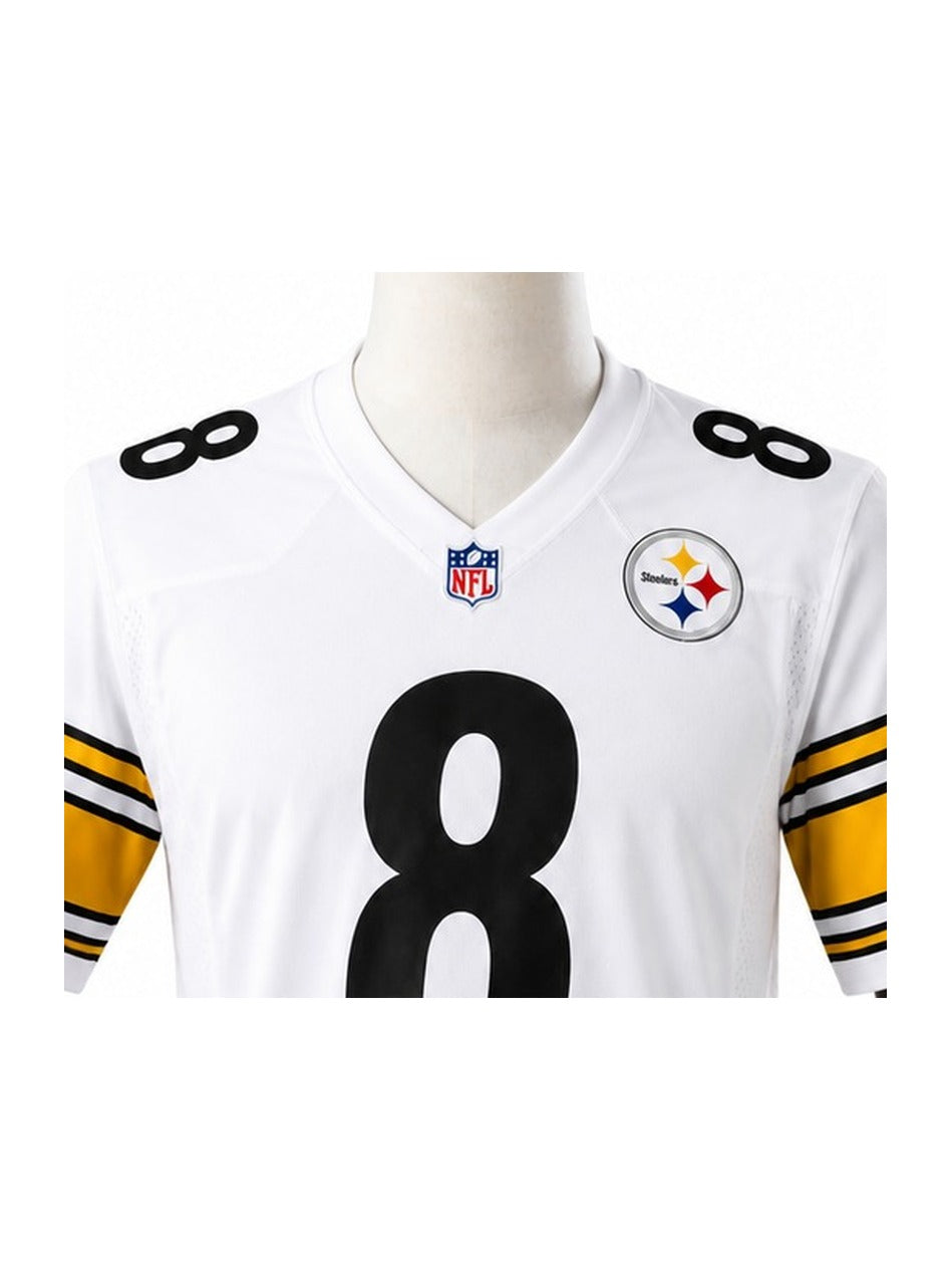 Camisa Pittsburgh Steelers Away (Visitante) NFL detalhe escudo manequim fundo branco