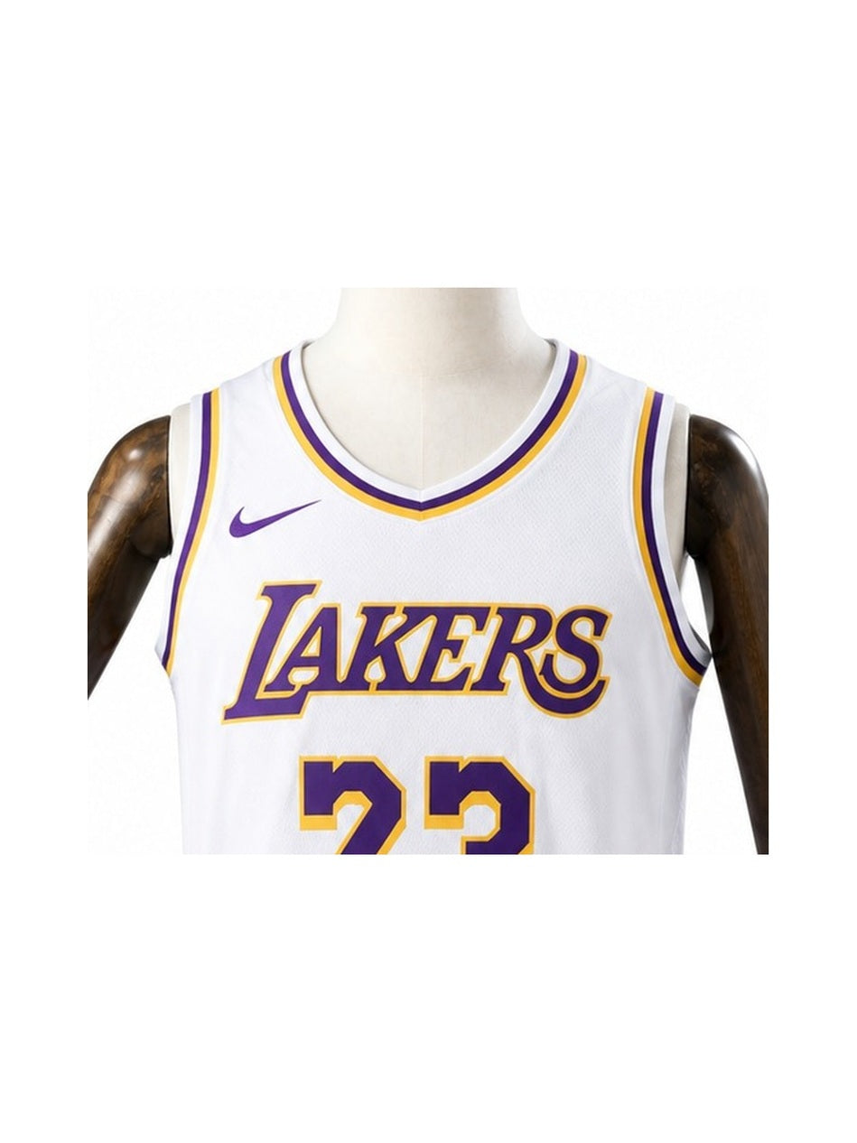Camiseta NBA Los Angeles Lakers - 2ª Camisa (Away) detalhe escudo fundo branco padronizado