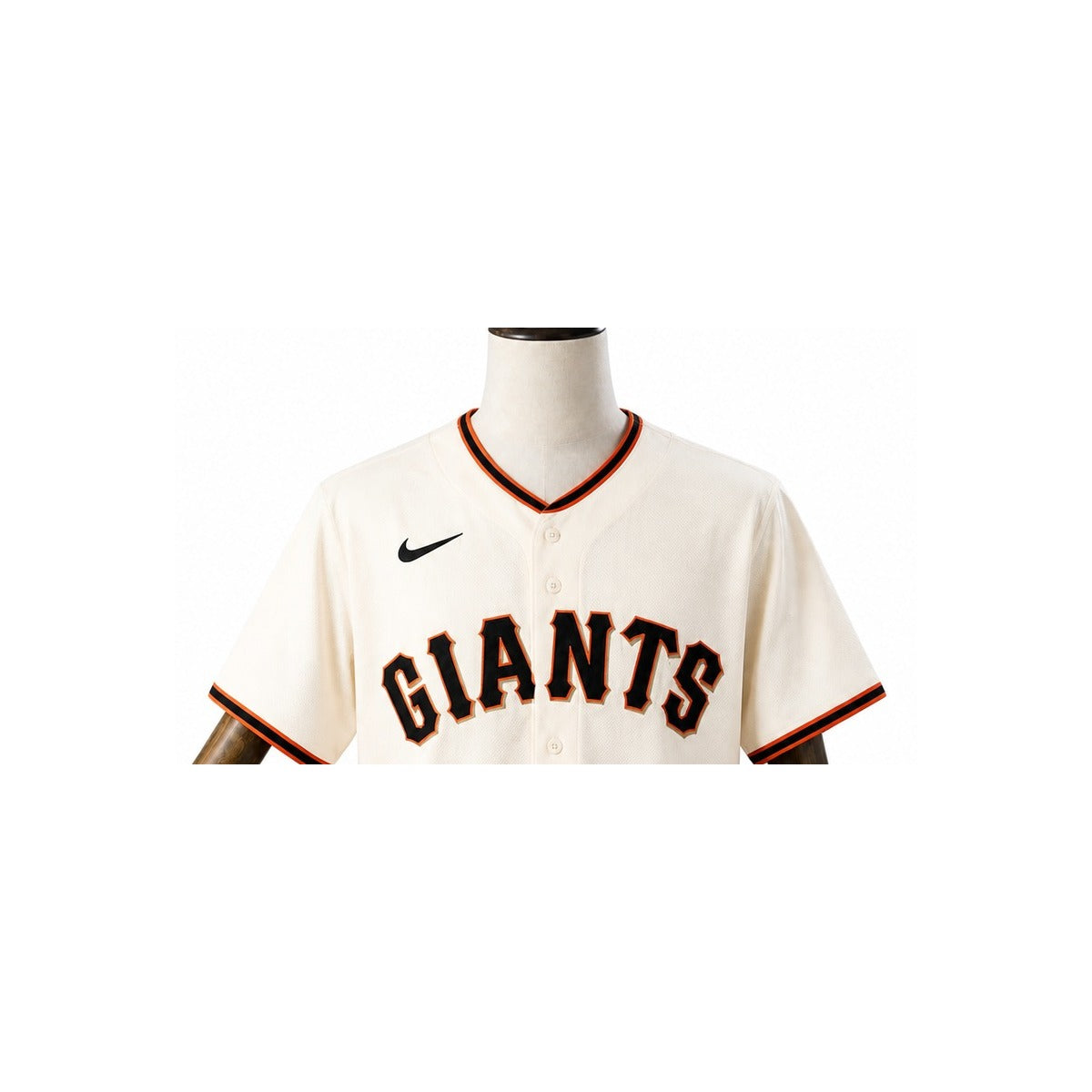San Francisco Giants MLB – Camisa Oficial Primeira (Home) detalhe escudo manequim fundo branco