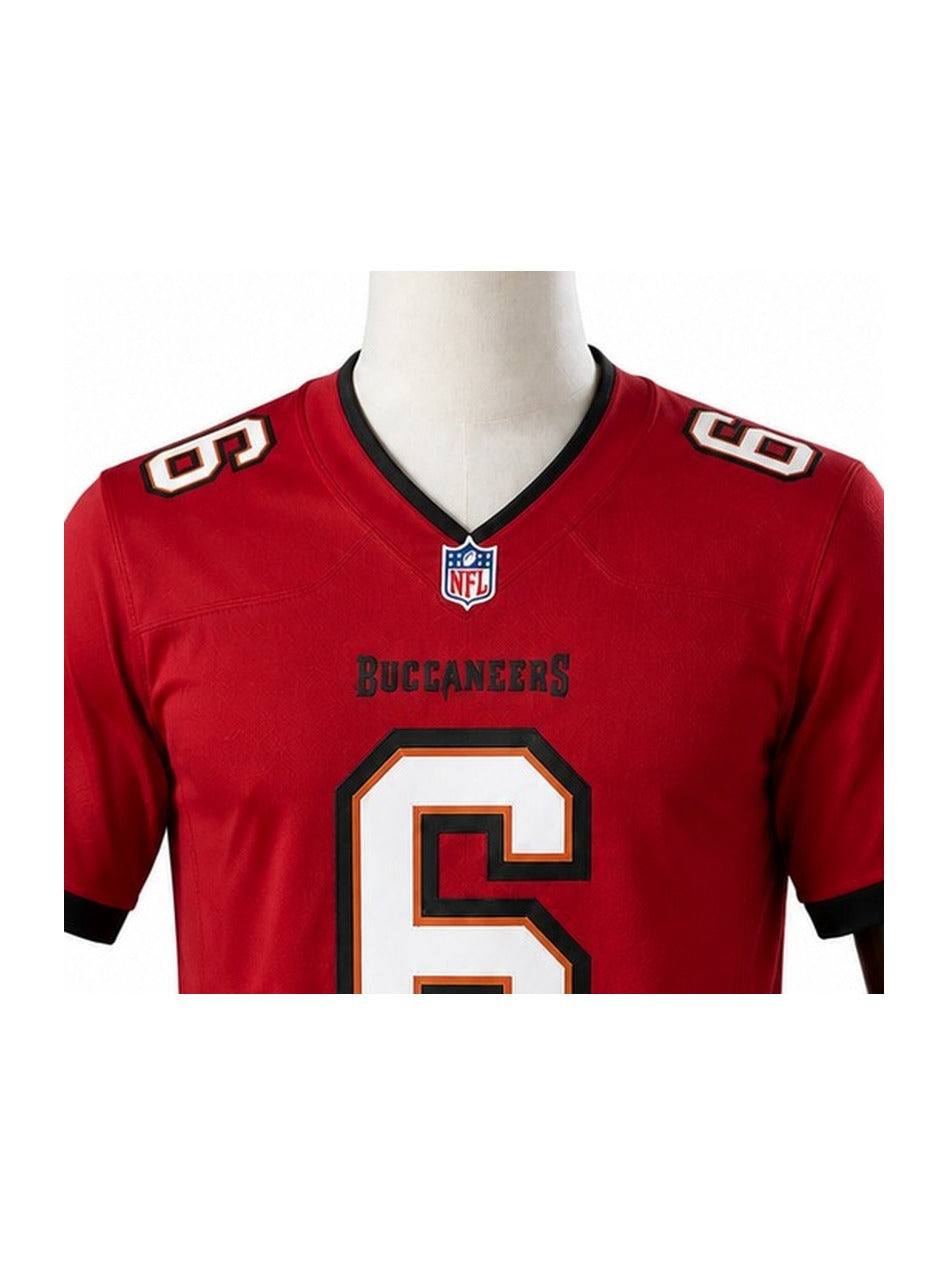 Camisa Tampa Bay Buccaneers Home (Titular) NFL detalhe escudo manequim fundo branco