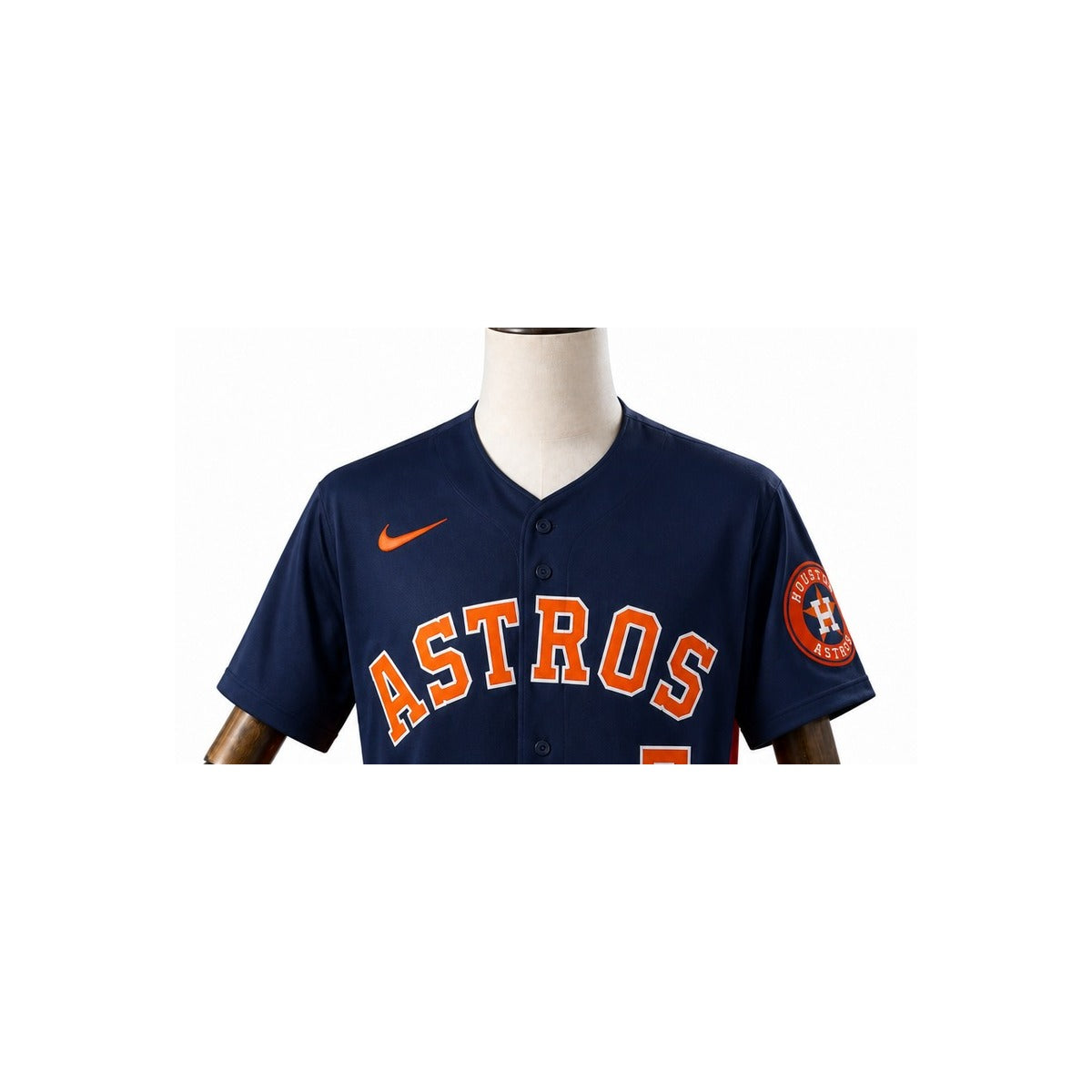 Houston Astros MLB – Camisa Oficial Segunda (Away) detalhe escudo manequim fundo branco