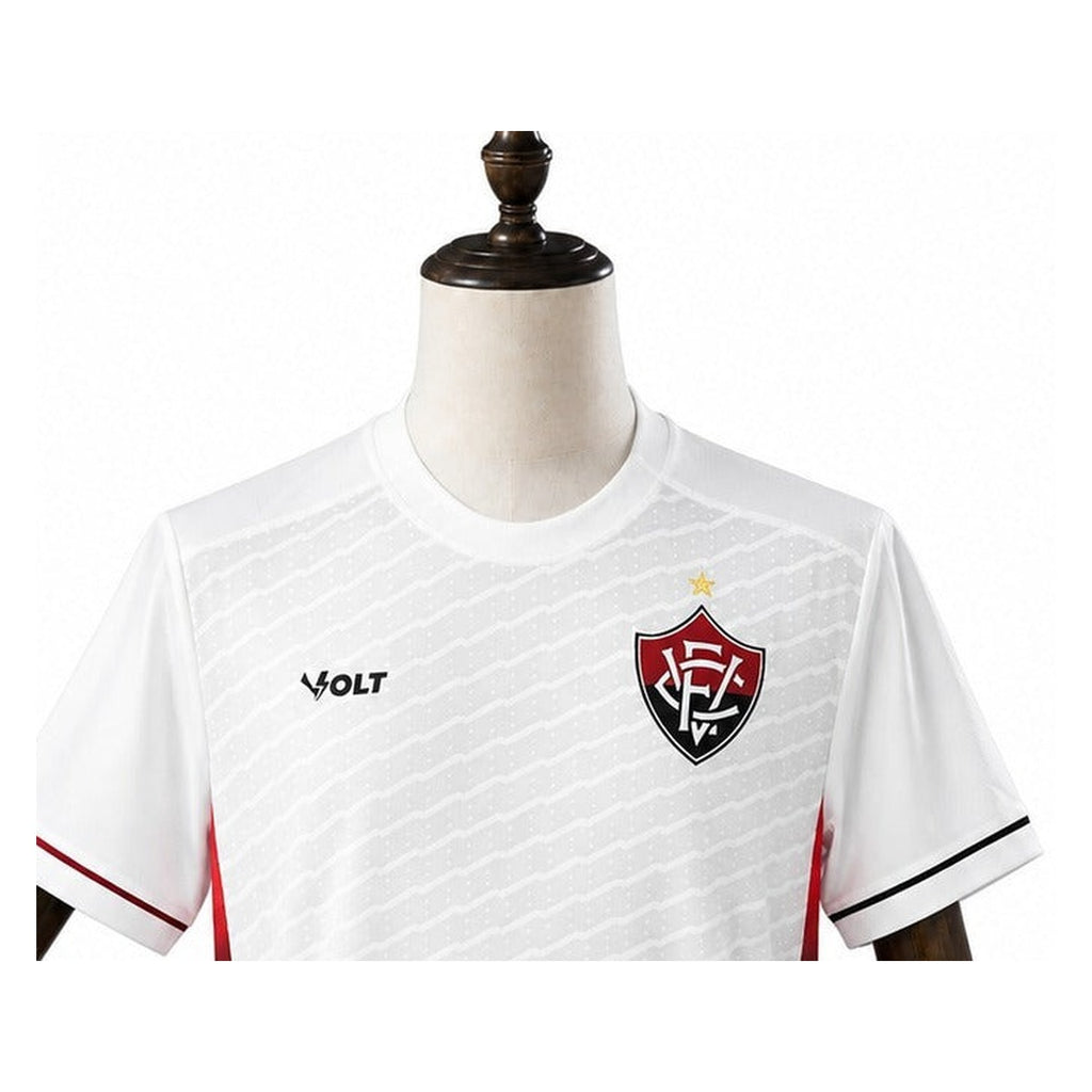 Camisa Vitória - 2º Uniforme Jogador Com Patch 2025/2026 detalhe escudo manequim fundo branco