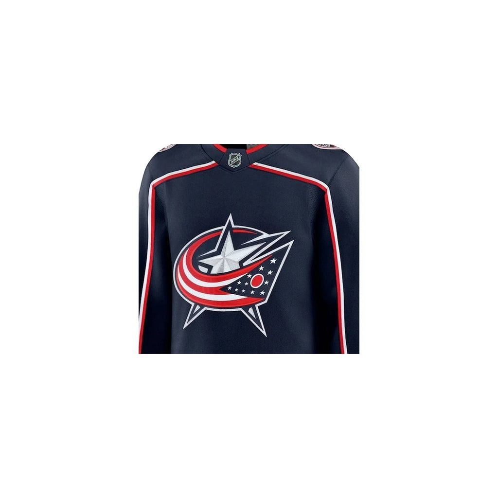 Columbus Blue Jackets NHL Jersey – Home & Away detalhe escudo real web fundo branco