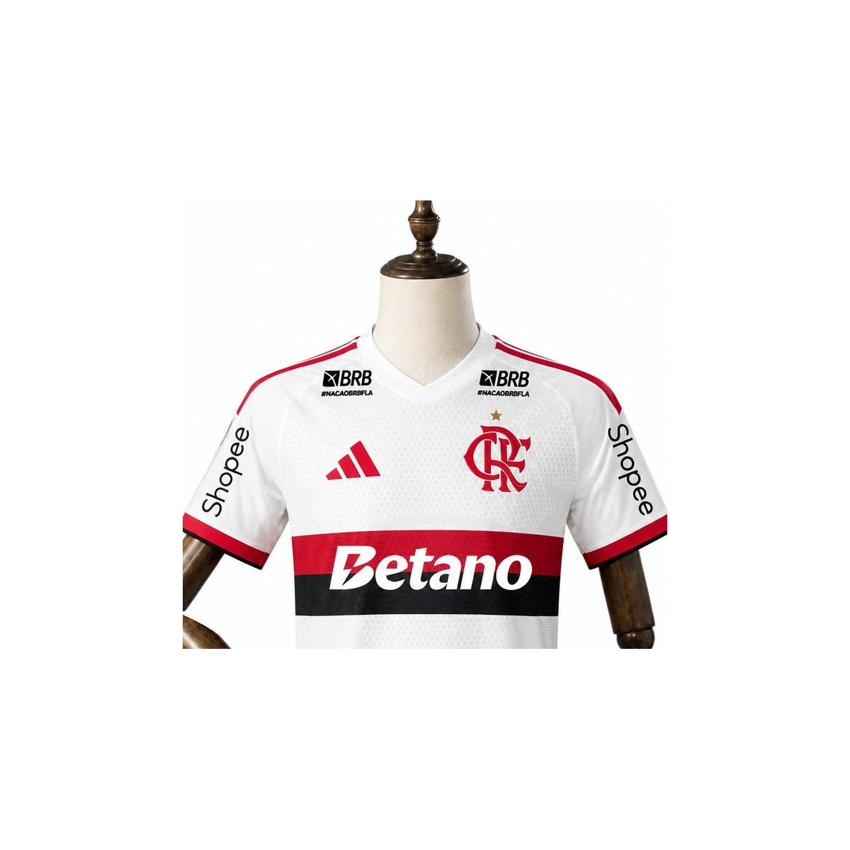 Camisa Flamengo - 2º Uniforme Jogador Completa 2026/2027 detalhe escudo fundo branco padronizado