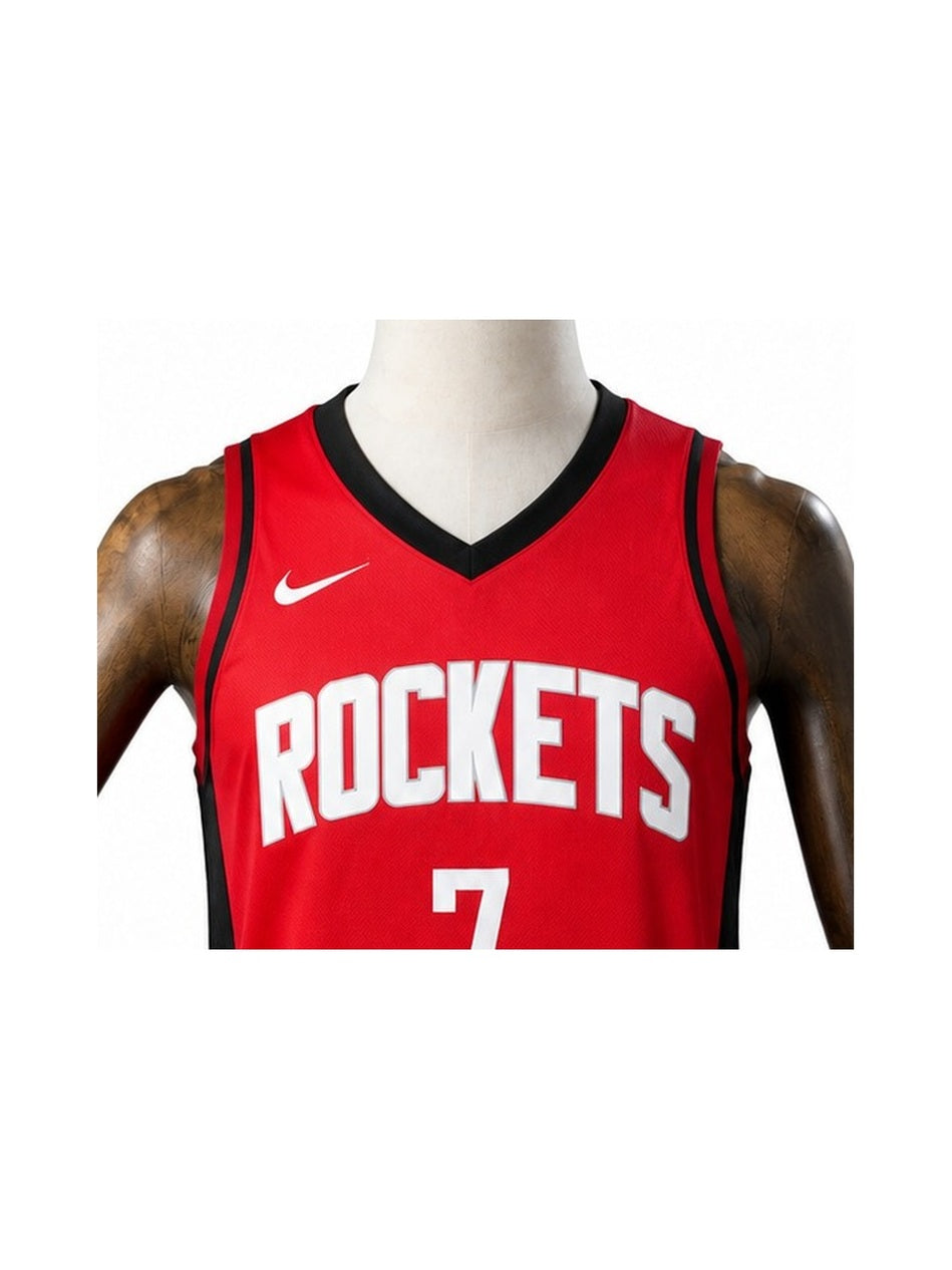 Camiseta NBA Houston Rockets - 2ª Camisa (Away) detalhe escudo fundo branco padronizado