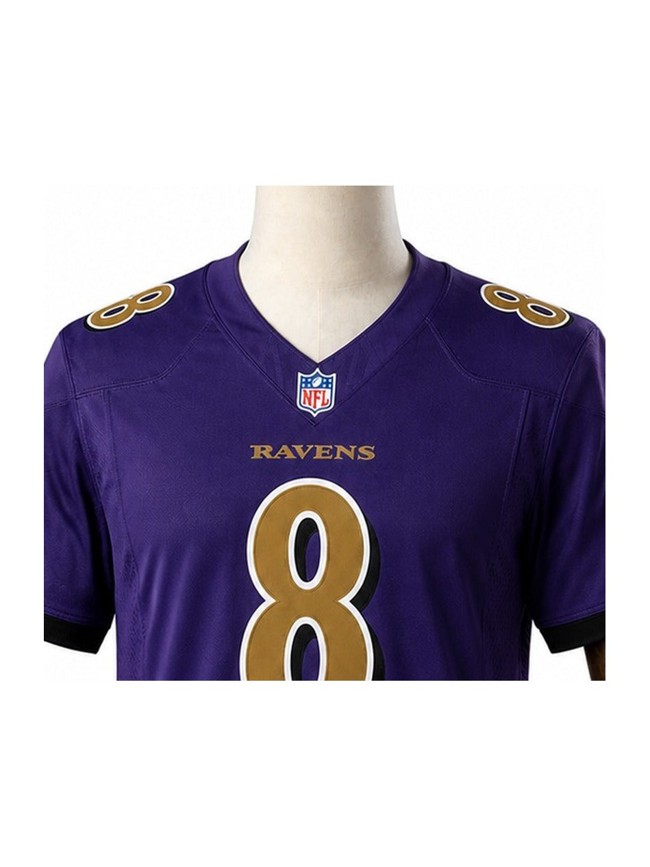 Camisa Baltimore Ravens Home (Titular) NFL detalhe escudo manequim fundo branco