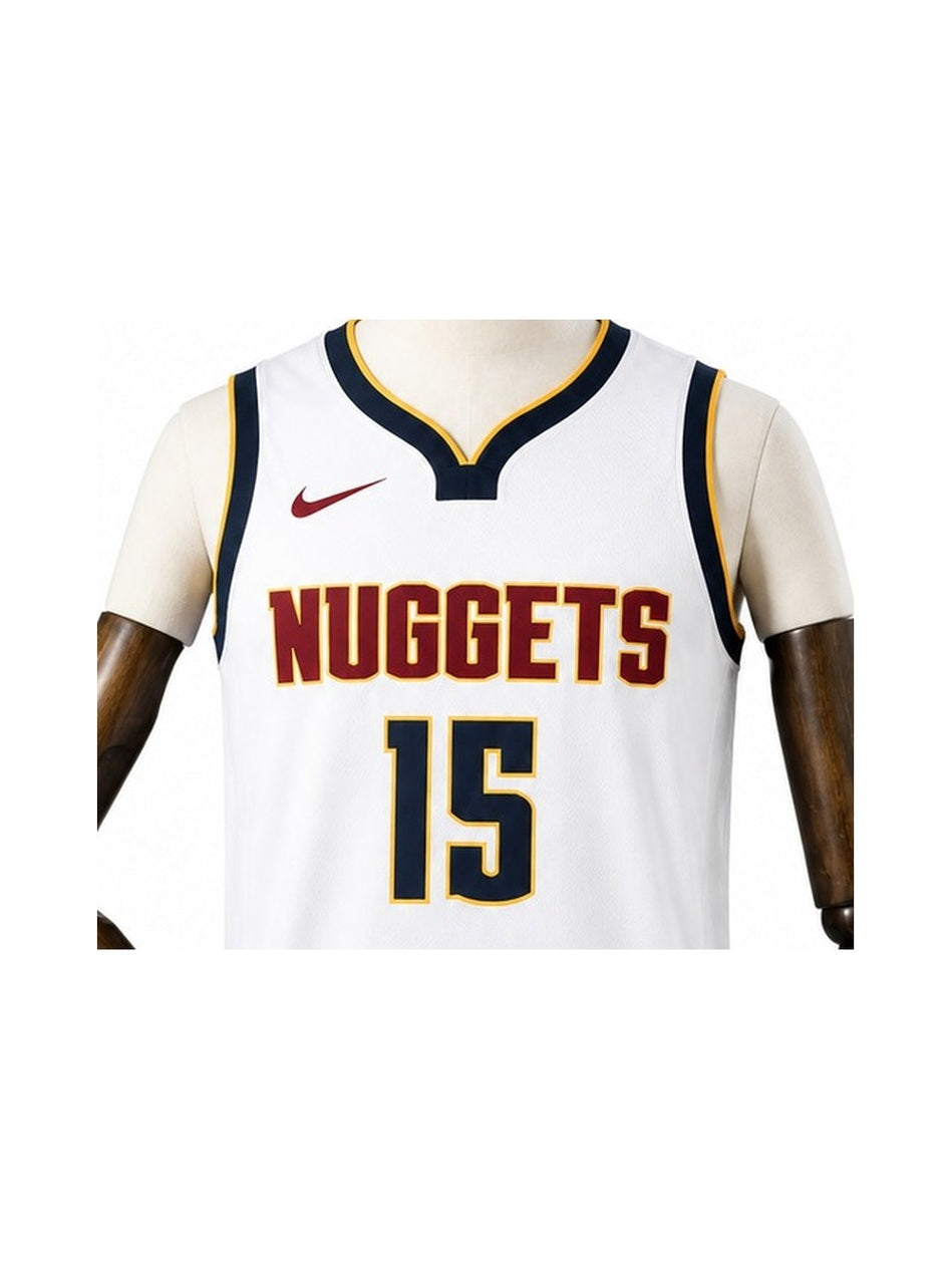 Camiseta NBA Denver Nuggets - 2ª Camisa (Away) detalhe escudo fundo branco padronizado