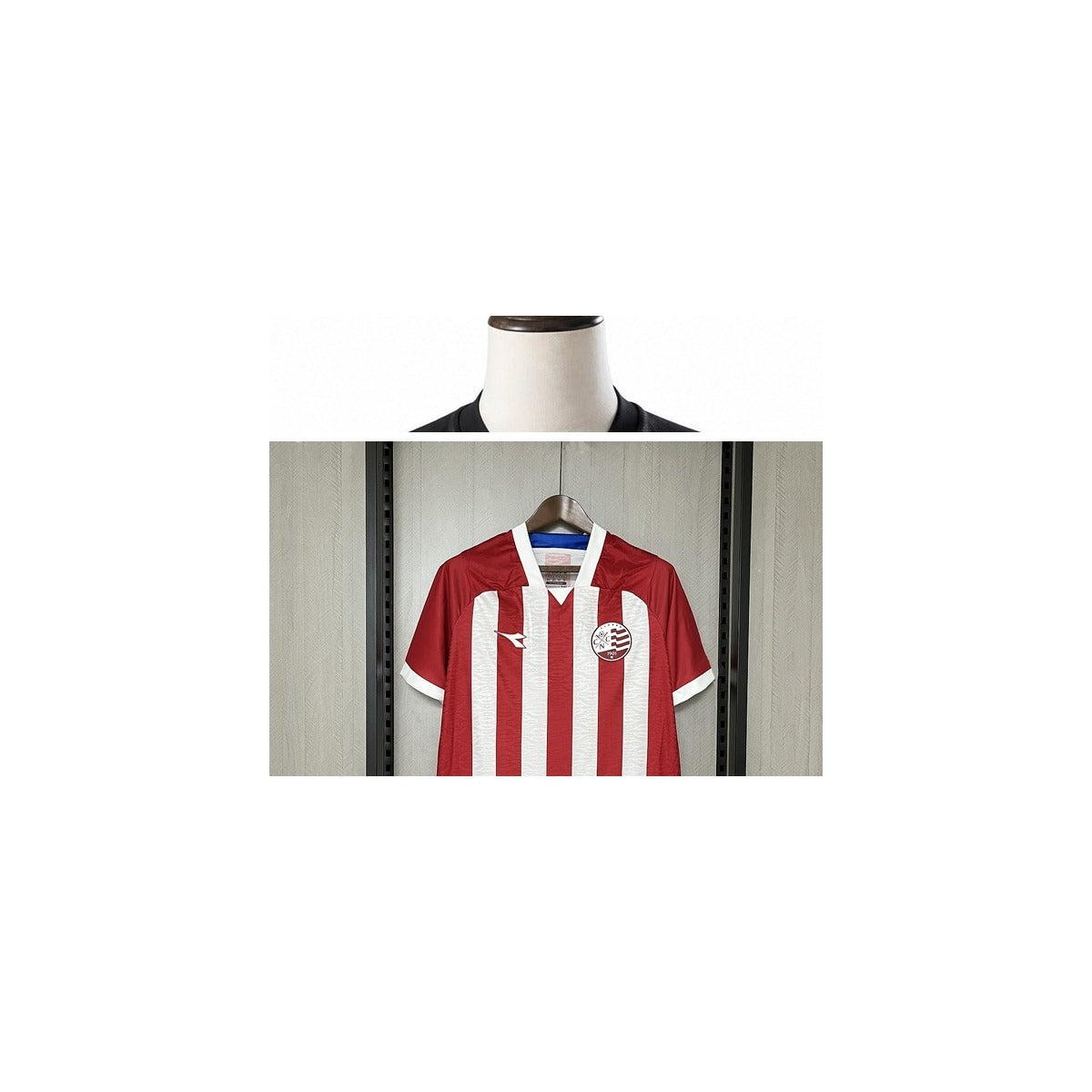 Camisa Náutico – 1º Uniforme Jogador 2026/2027 detalhe escudo manequim fundo branco