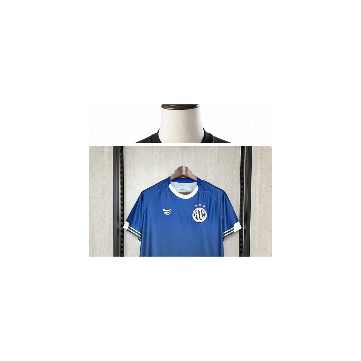 Camisa Confiança – 1º Uniforme Jogador 2026/2027 detalhe escudo manequim fundo branco