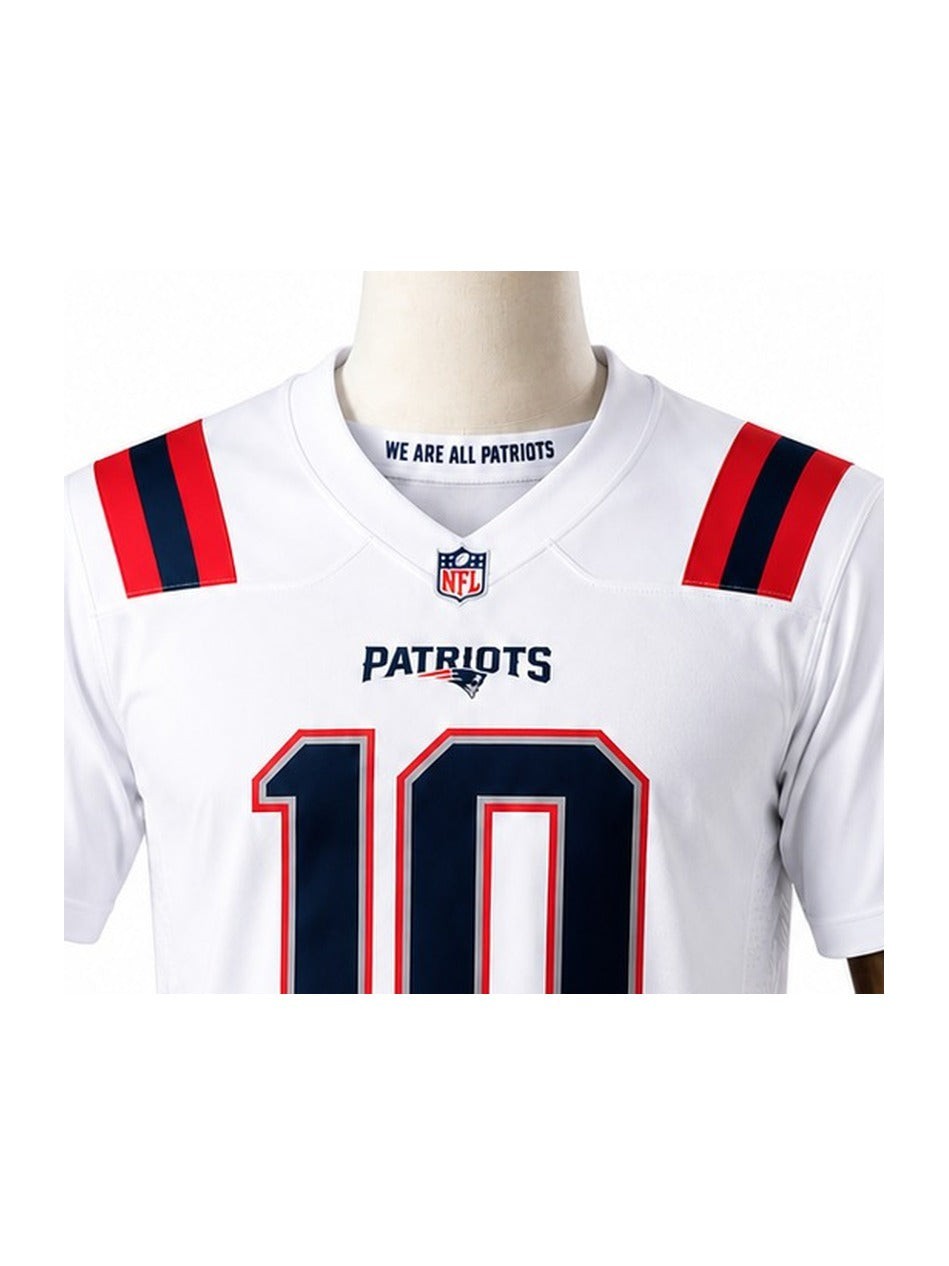 Camisa New England Patriots Away (Visitante) NFL detalhe escudo manequim fundo branco