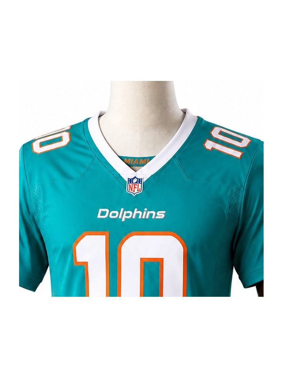 Camisa Miami Dolphins Home (Titular) NFL detalhe escudo manequim fundo branco
