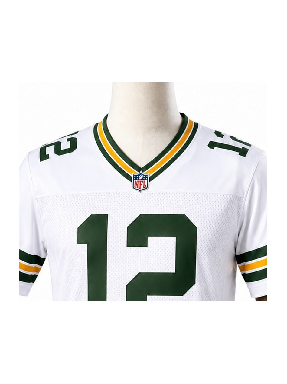Camisa Green Bay Packers Away (Visitante) NFL detalhe escudo manequim fundo branco