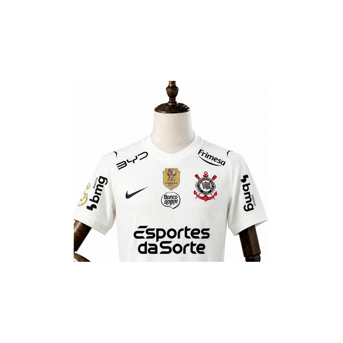 Camisa Corinthians - 1º Uniforme Jogador Completa 2026/2027 detalhe escudo fundo branco padronizado
