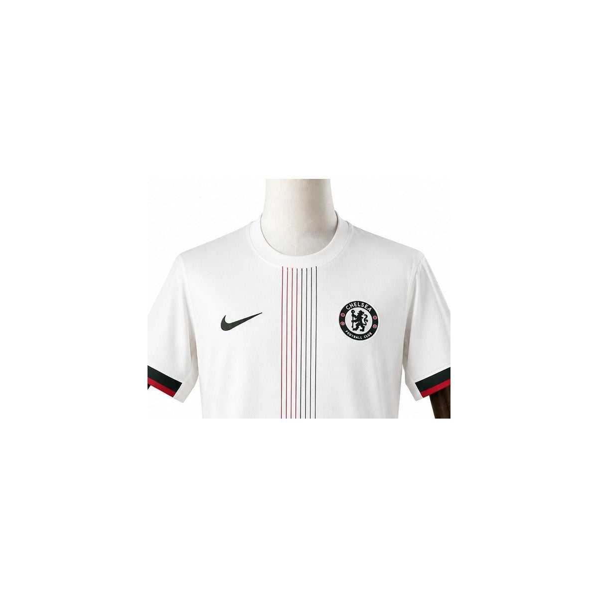 Camisa Chelsea - 2º Uniforme Torcedor 2025/26 detalhe escudo manequim fundo branco