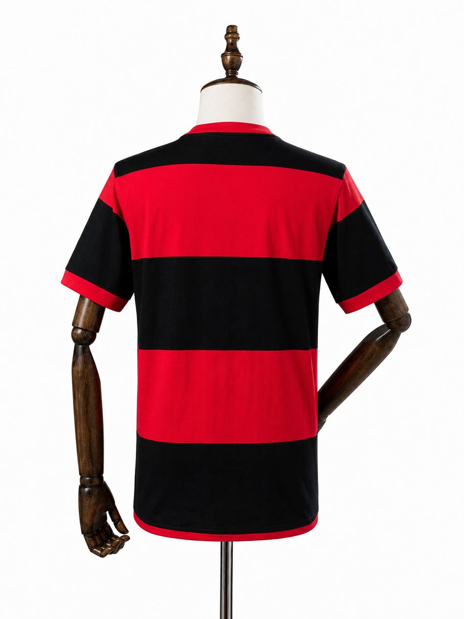Flamengo 1981 Home Retro Jersey back wood mannequin white background