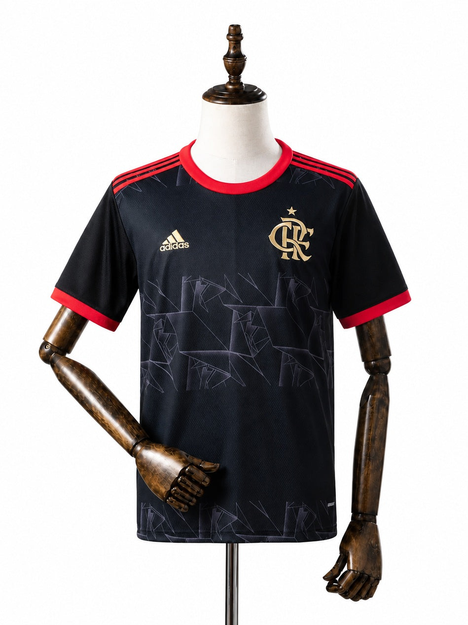 Flamengo 2021/22 Third Away Retro Jersey front wood mannequin white background