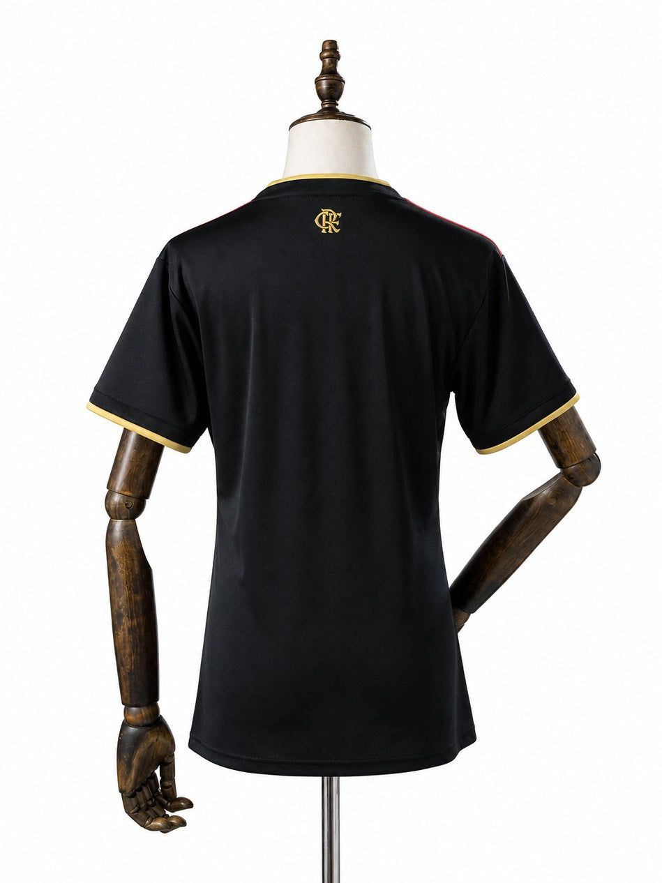Flamengo 2025/26 Jersey back wood mannequin white background