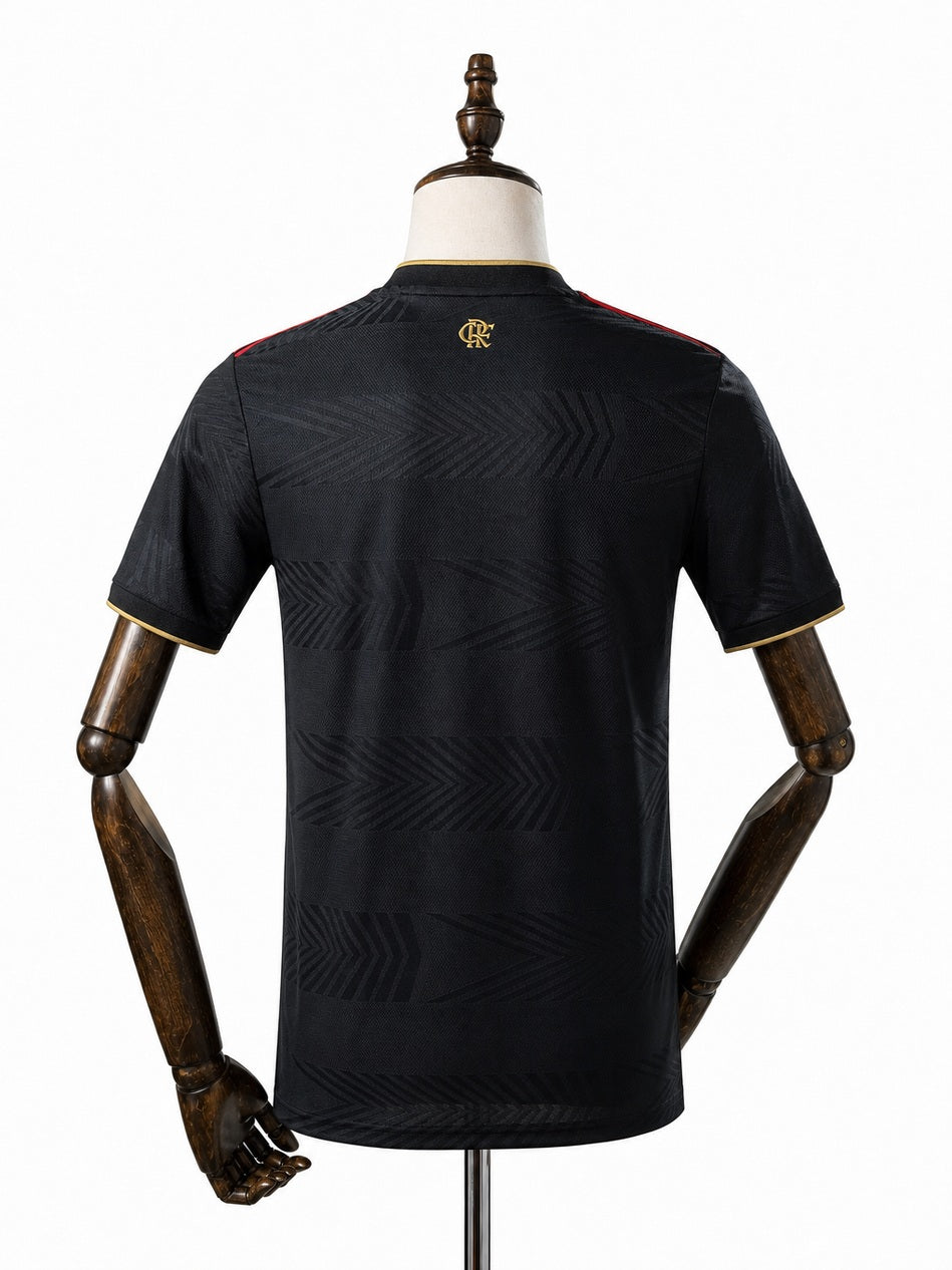 Flamengo 2025/26 Special Edition Player Version Black Jersey back wood mannequin white background