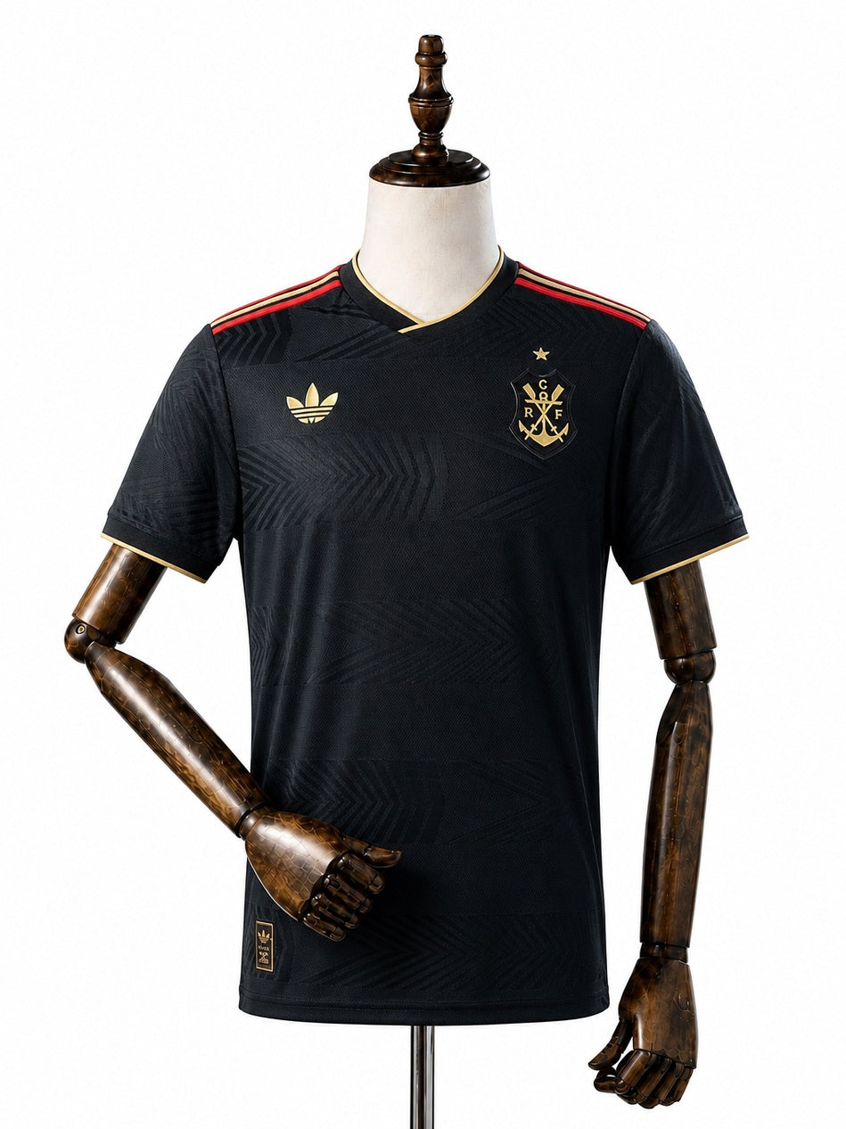 Flamengo 2025/26 Special Edition Player Version Black Jersey front wood mannequin white background