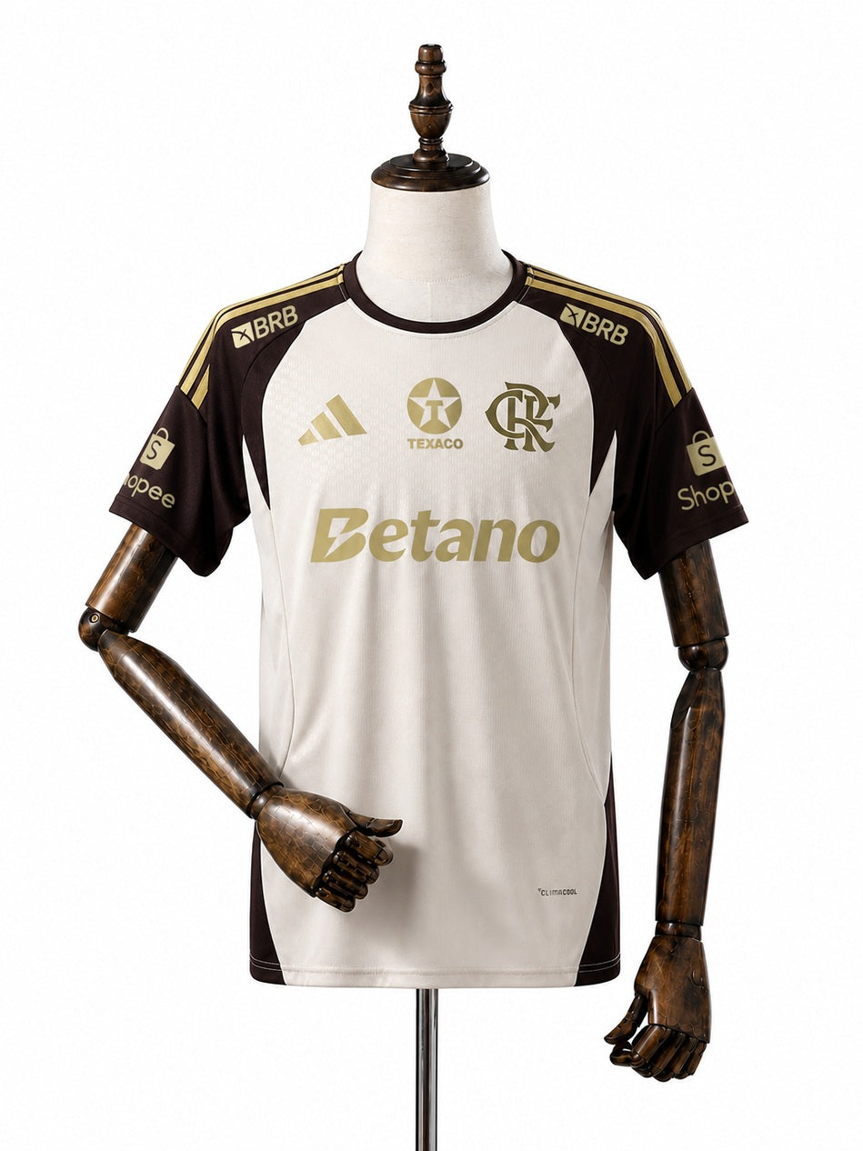 Flamengo 2026/27 All sponsors Training Jersey front wood mannequin white background