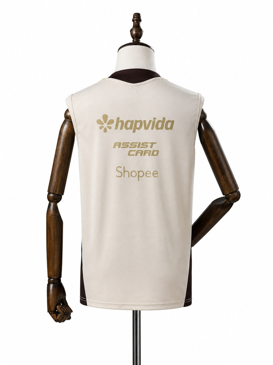 Flamengo 2026/27 All sponsors Training Sleeveless Jersey Apricot back wood mannequin white background