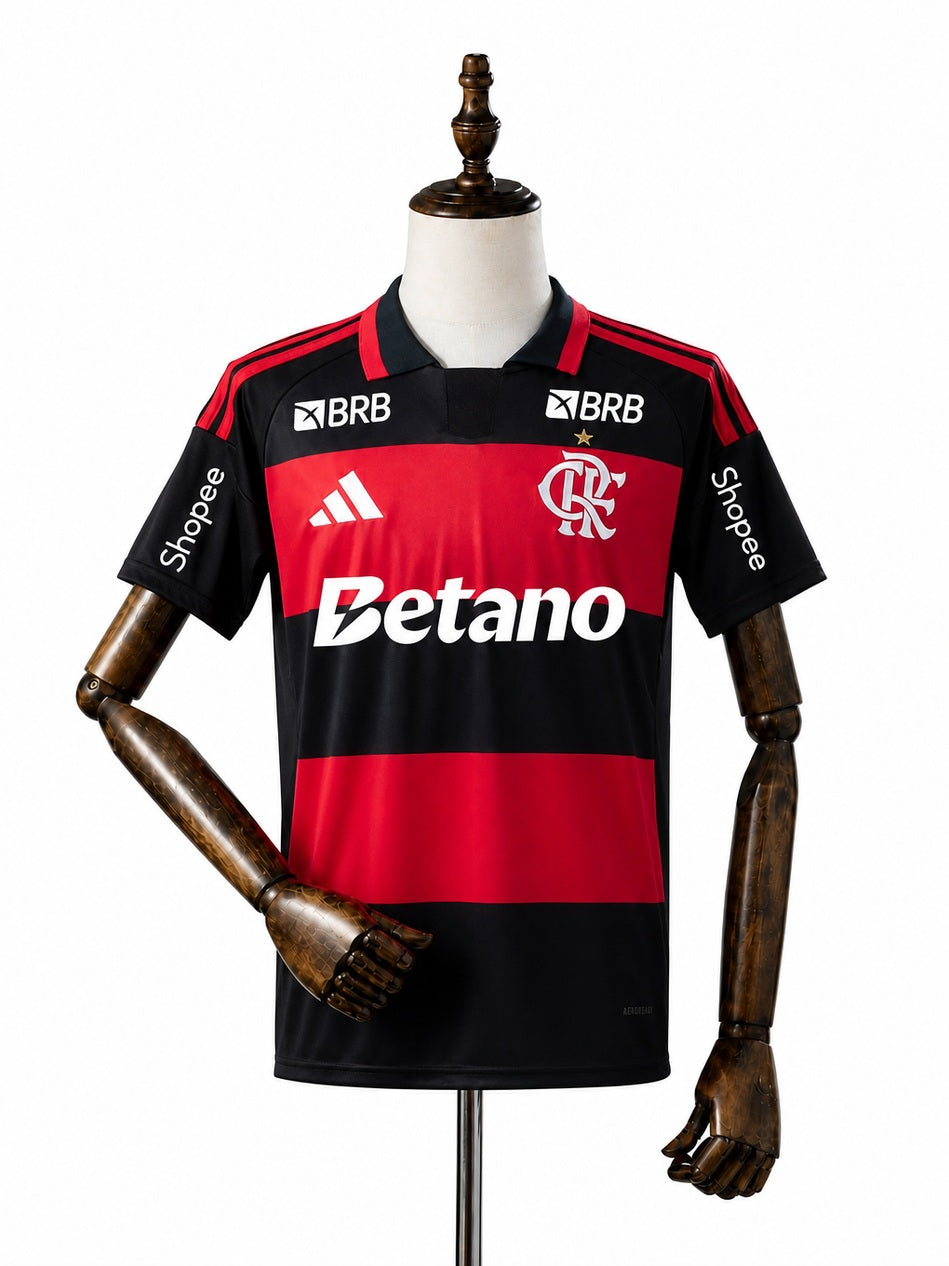 Flamengo 2026/27 Home Jersey front wood mannequin white background