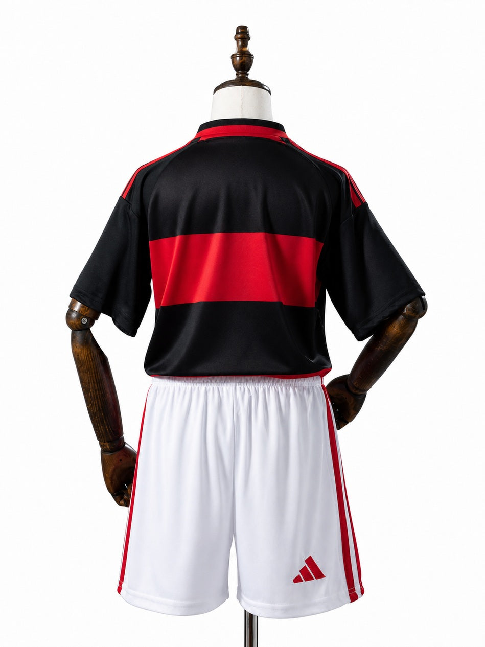 Flamengo 2026/27 Home Jersey Kids Kit back wood mannequin white background