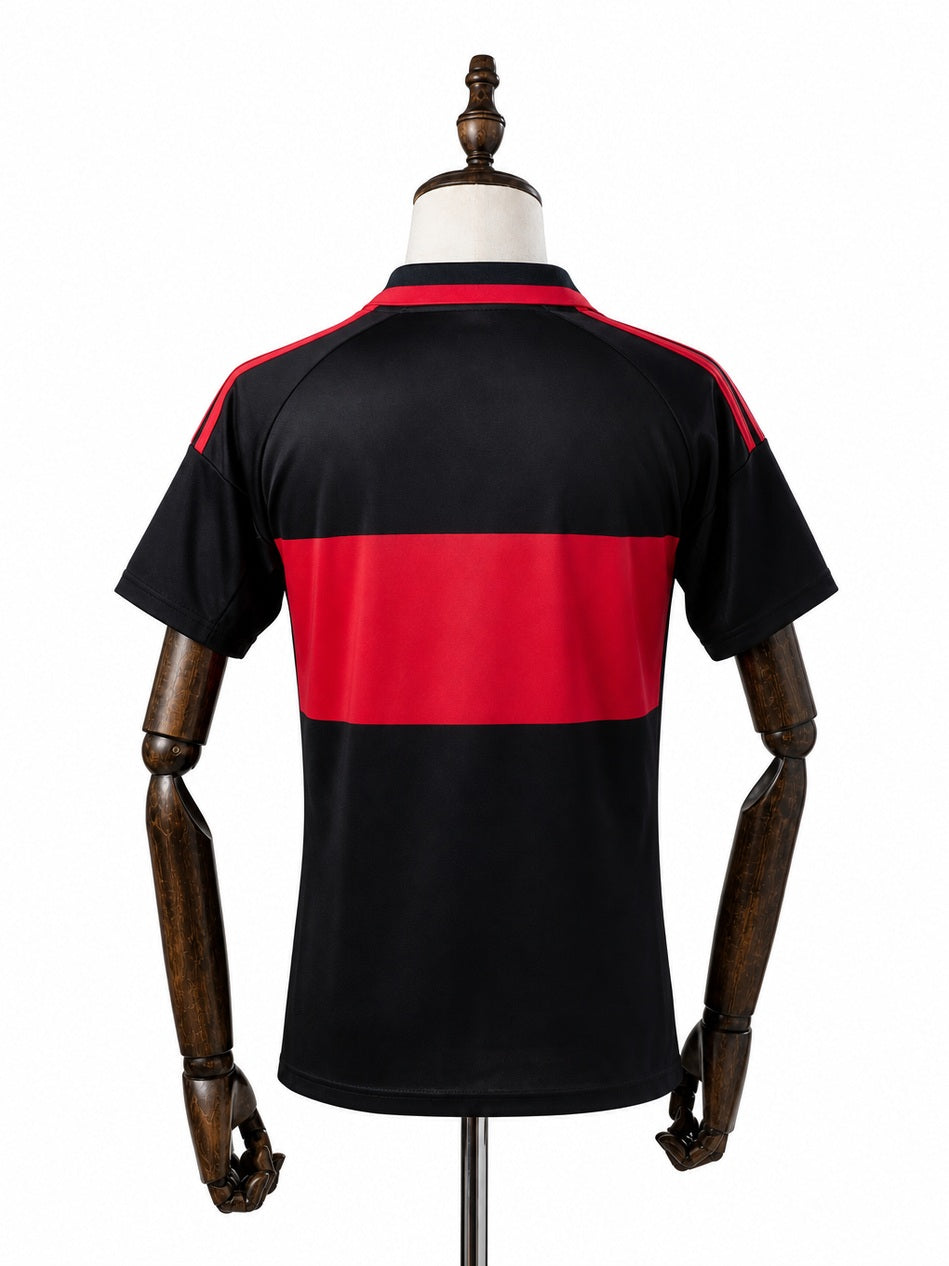 Flamengo 2026/27 Home Women's Crop Top Style back wood mannequin white background