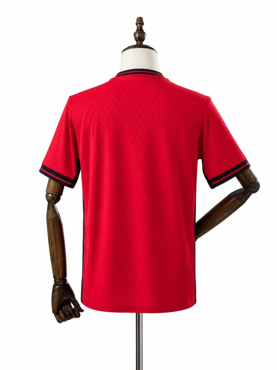 Flamengo 2026/27 Special Edition Red Jersey back wood mannequin white background