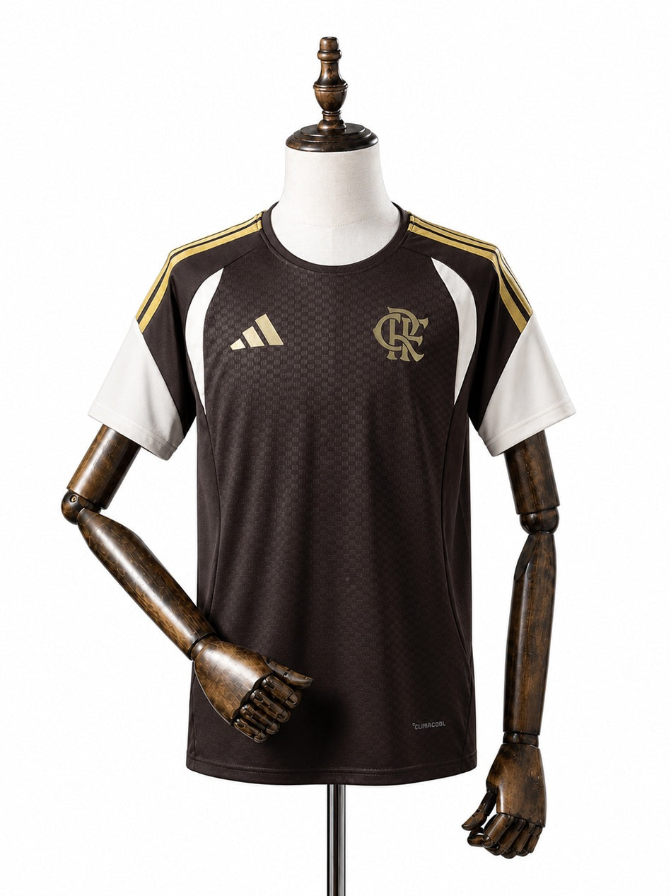 Flamengo 2026/27 Training Jersey Brown front wood mannequin white background