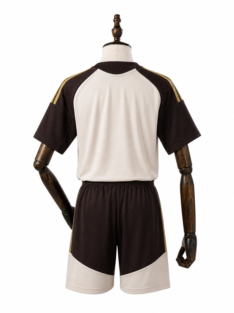 Flamengo 2026/27 Training Kids Kit Brown back wood mannequin white background