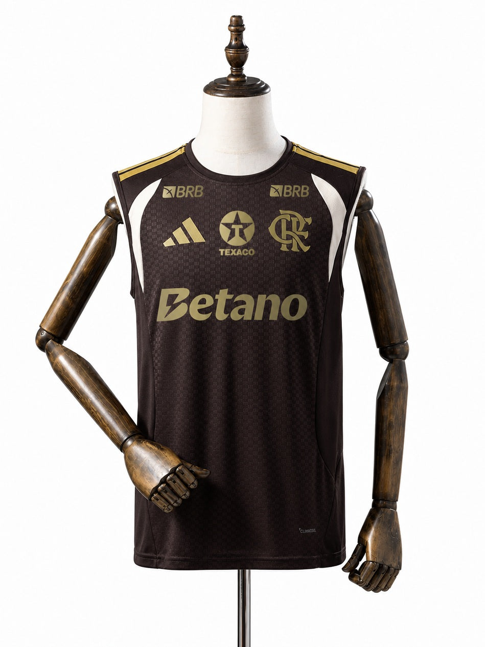 Flamengo 2026/27 Training Sleeveless Jersey Brown front wood mannequin white background