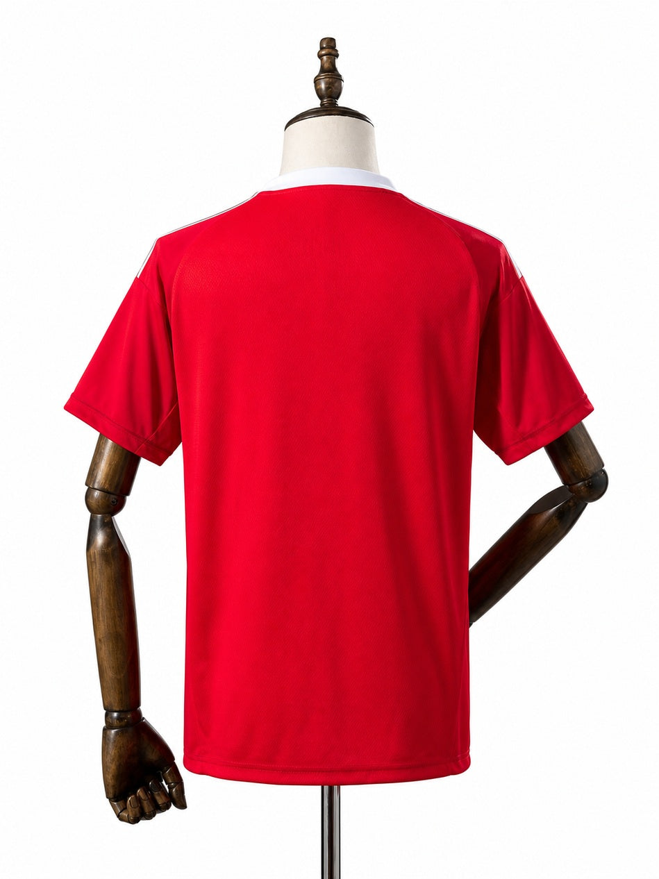Flamengo 25/26 Special Edition Red Jersey back wood mannequin white background