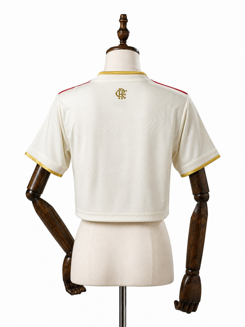 Flamengo 2526 Third Away Women's crop top style back wood mannequin white background