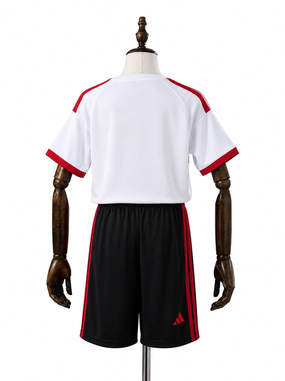 Flamengo 26/27 Away Kids Kit Jersey back wood mannequin white background