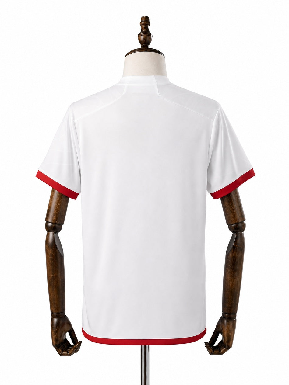 Flamengo away Jersey back wood mannequin white background