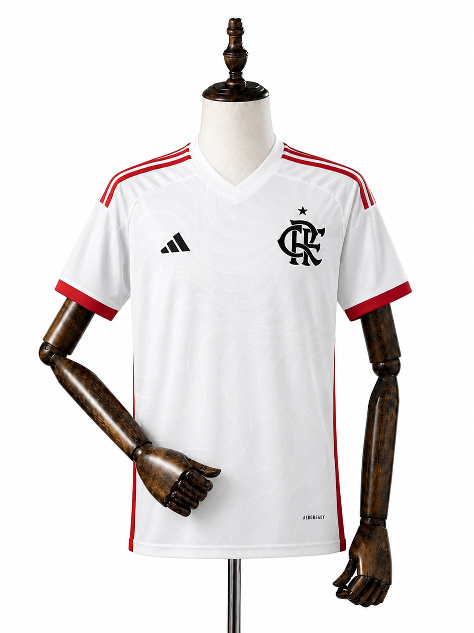 Flamengo away Jersey front wood mannequin white background
